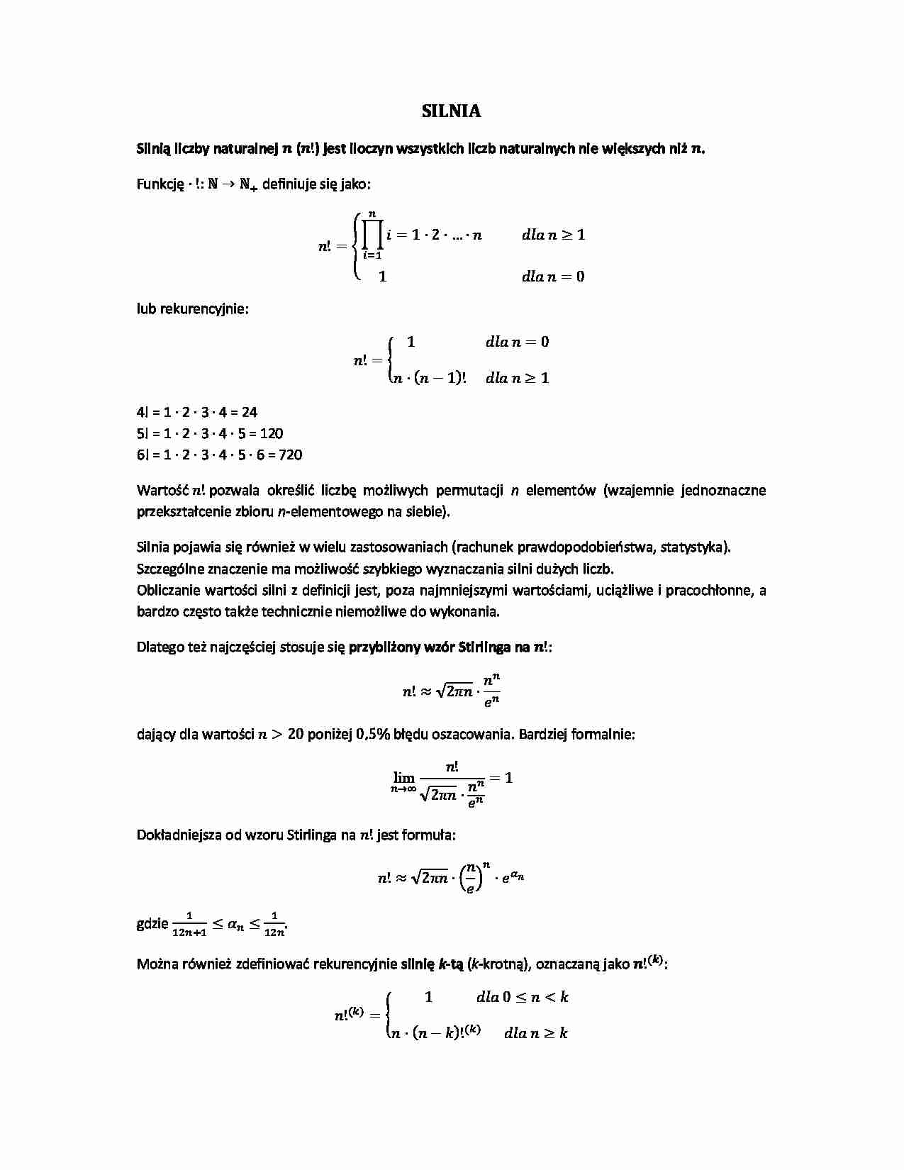 silnia - omówienie  - strona 1