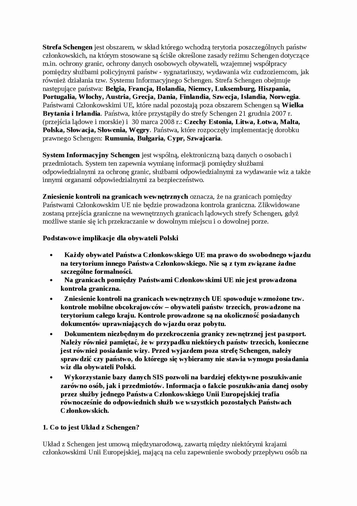 Strefa Schengen - omówienie  - strona 1