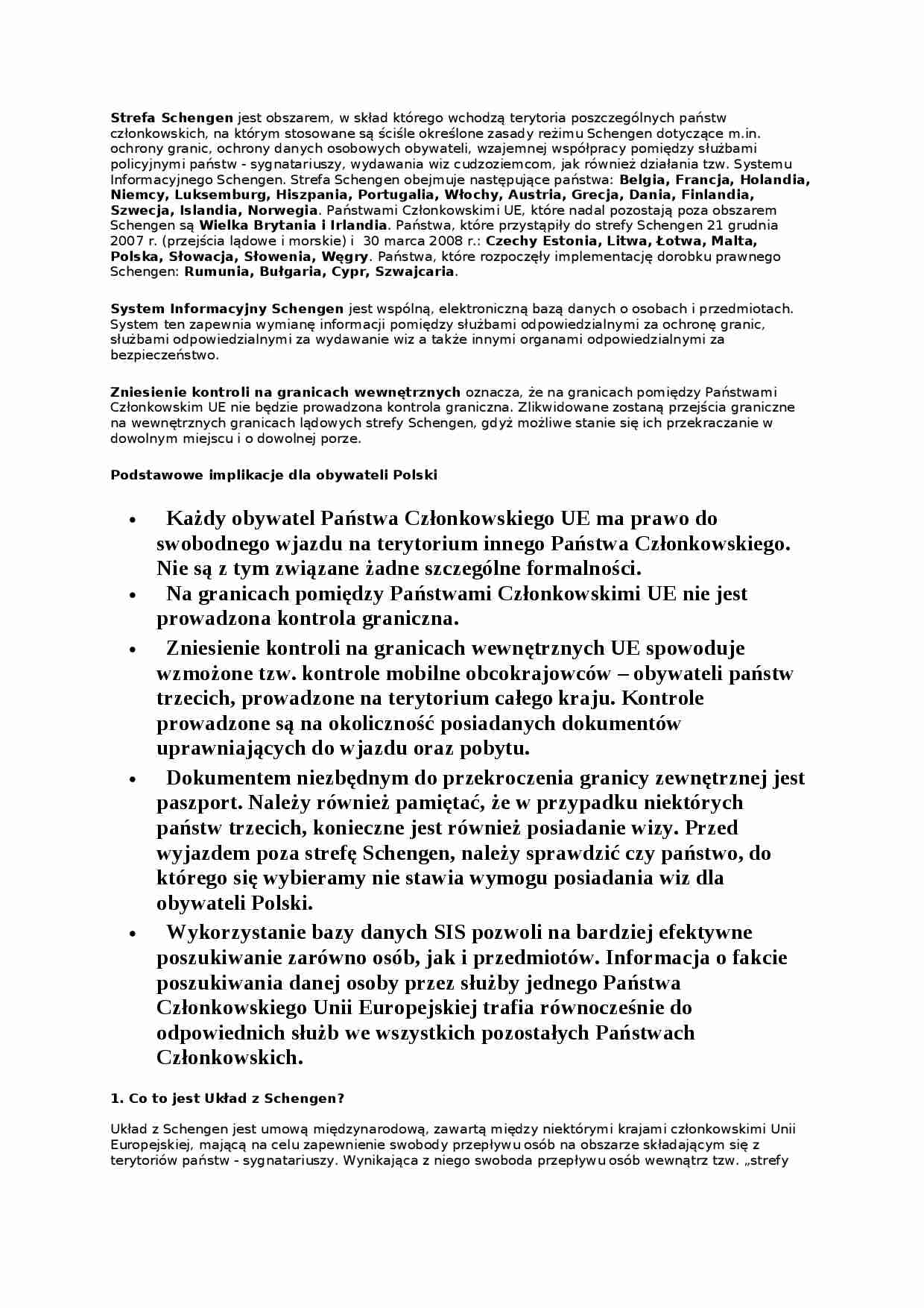 Układ z Schengen - omówienie  - strona 1