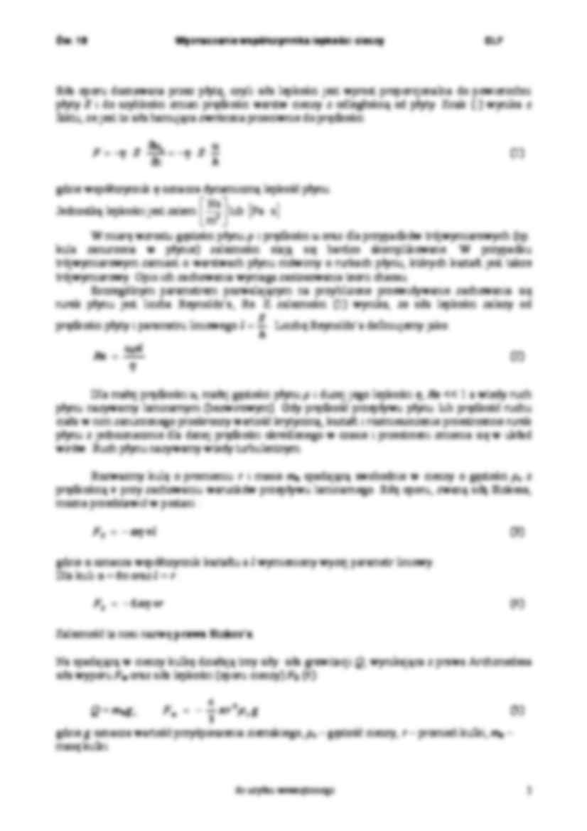 Wyznaczanie współczynnika lepkości cieczy - ćwiczenie - strona 2