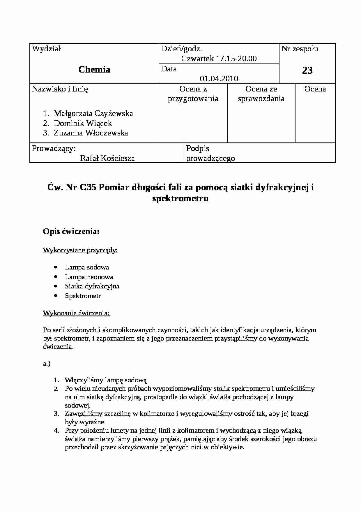 laboratorium-fizyka - Sprawozdanie - omówienie  - strona 1