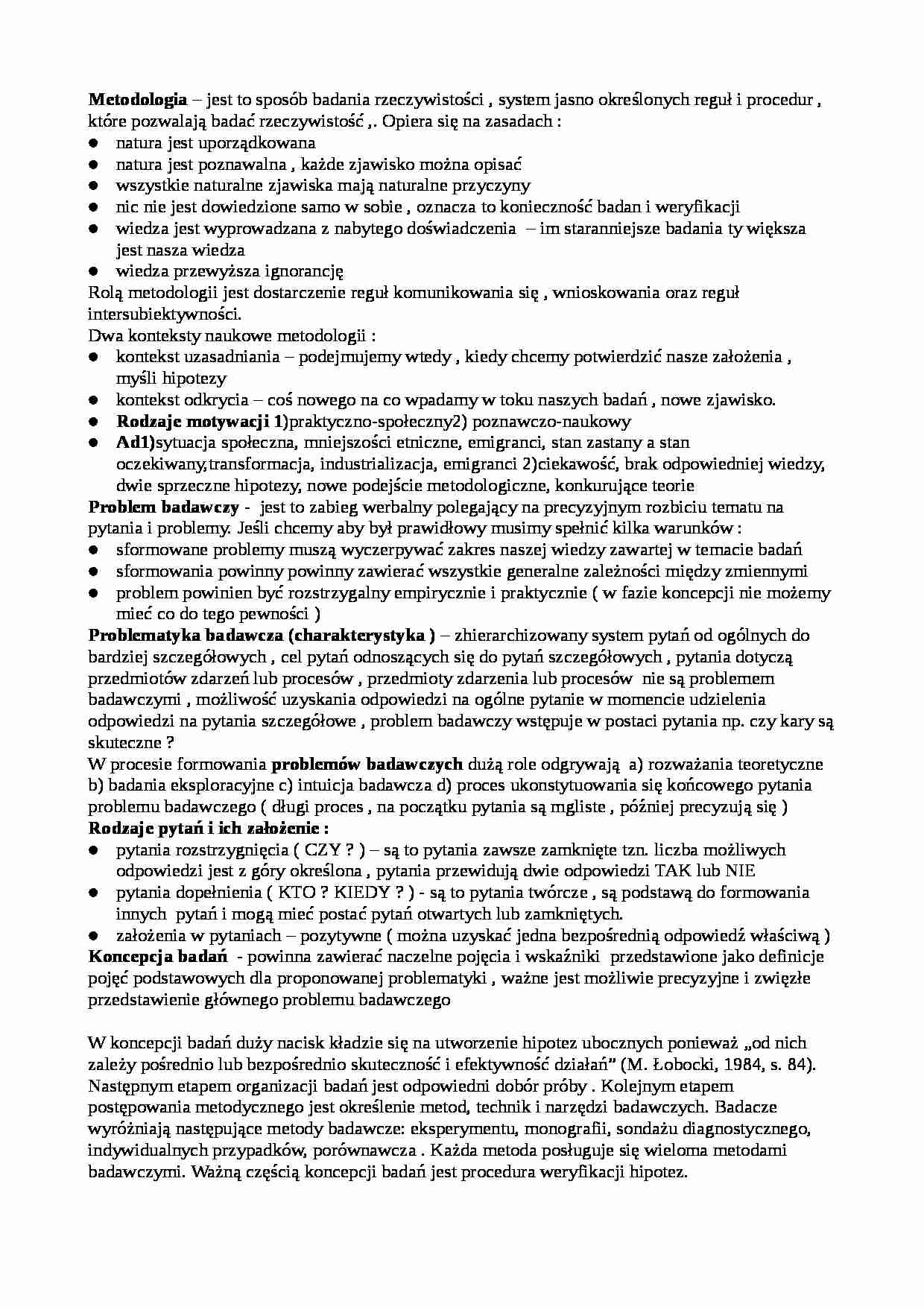 metodologia - Problem badawczy - strona 1