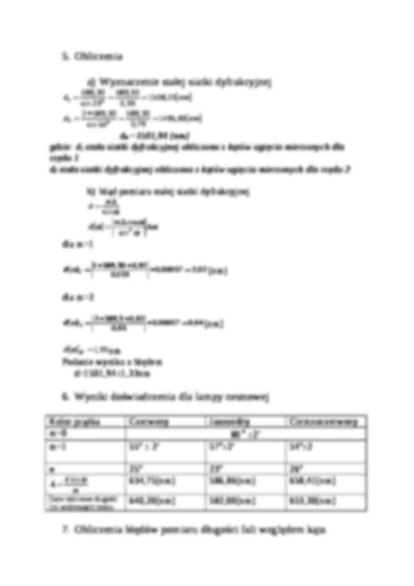 Pomiar długości fali świetlnej za pomocą siatki dyfrakcyjnej i spektrometru  - strona 3