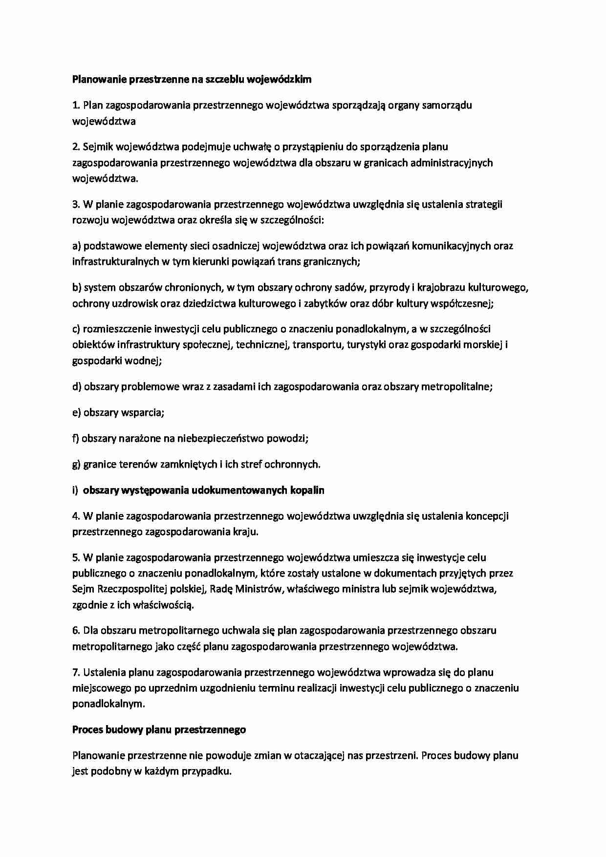 Planowanie przestrzenne na szczeblu wojewódzkim - wykład - strona 1
