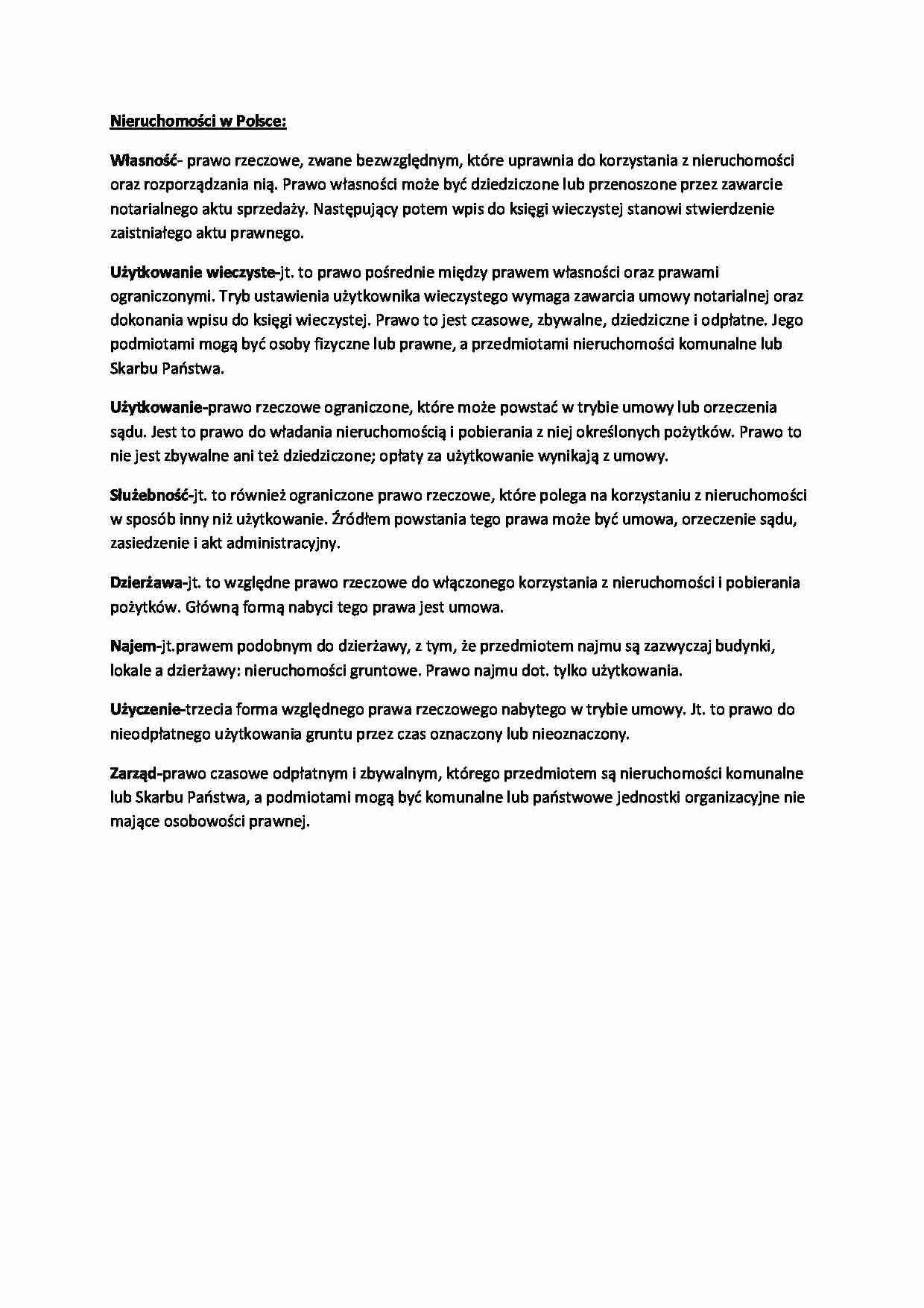 Wykład - Podstawowe formy korzystania z nieruchomości - strona 1