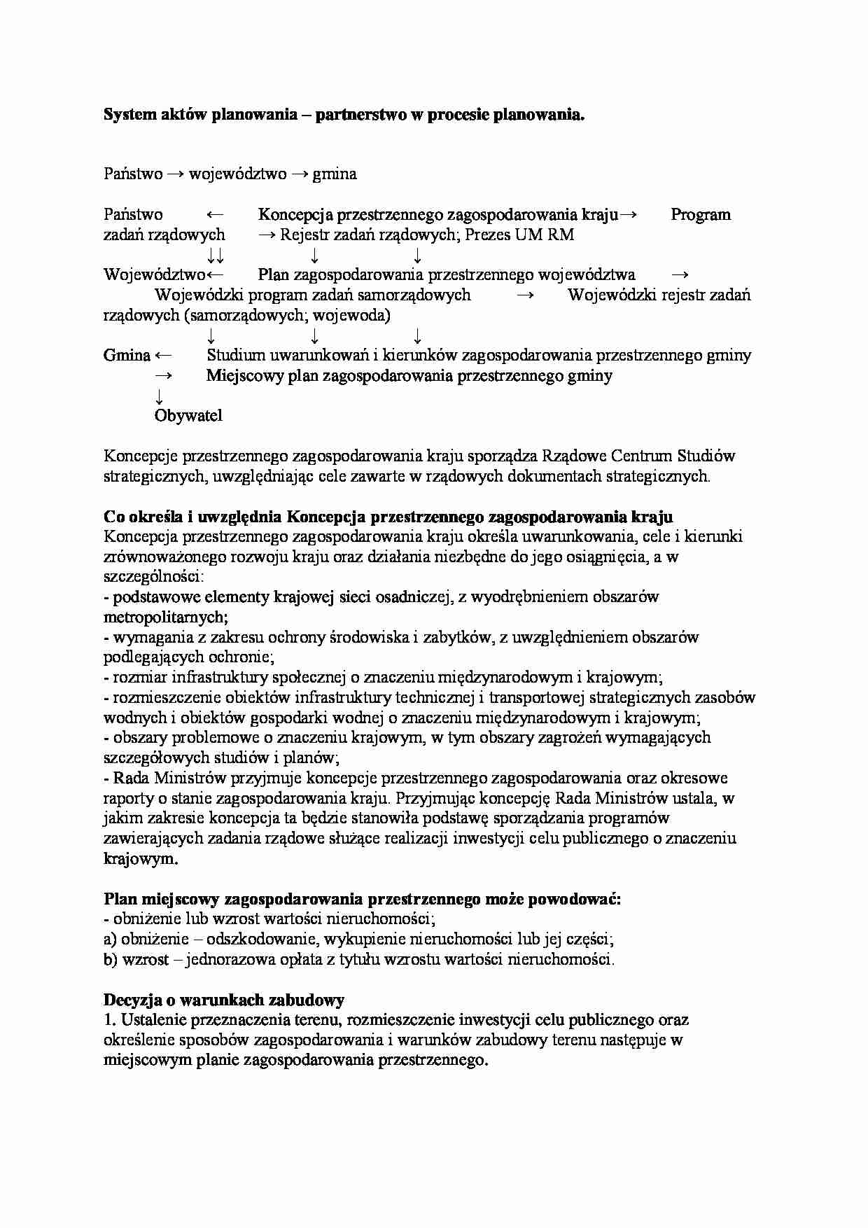 System aktów planowania - wykład - strona 1