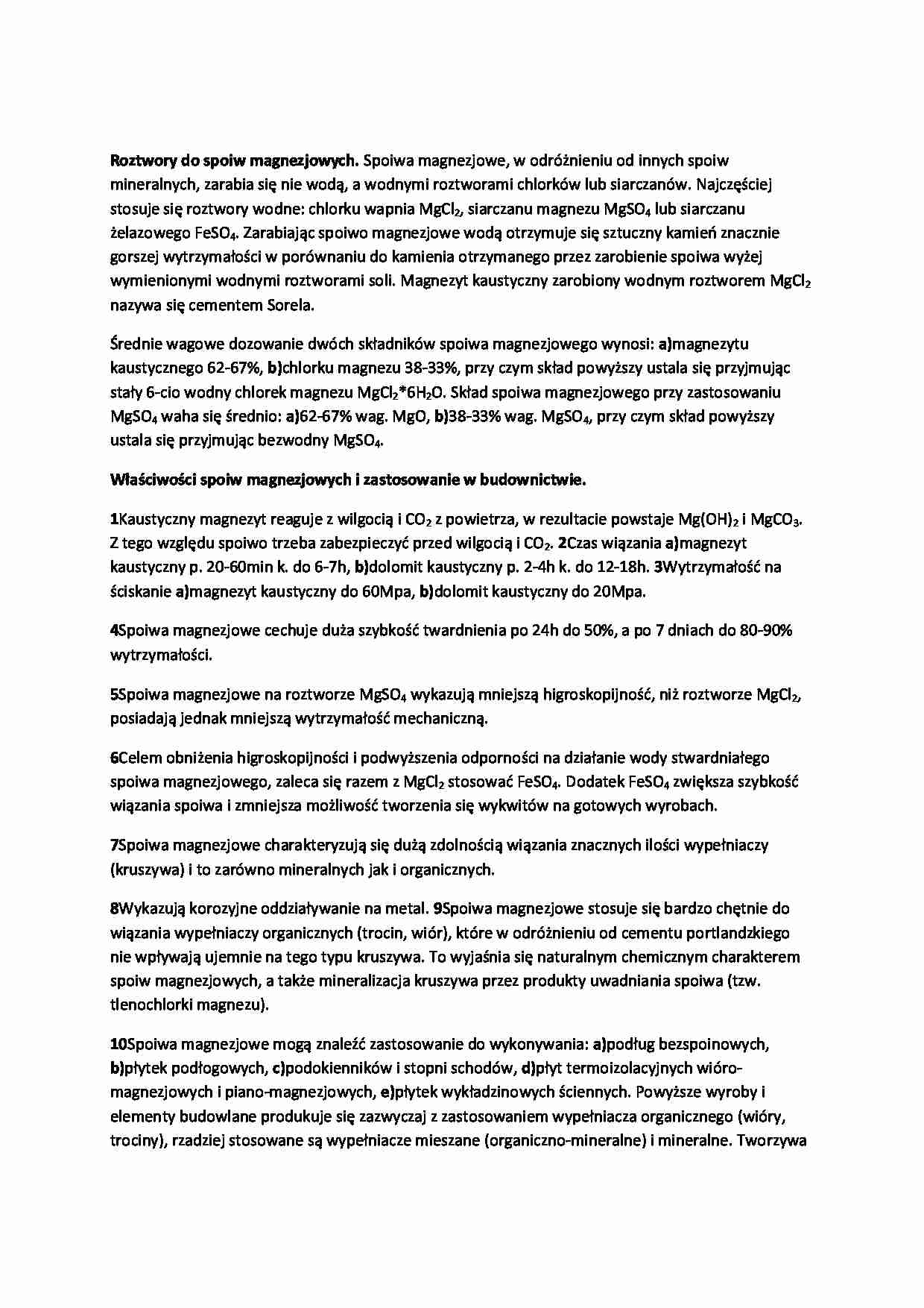 Wykład - właściwości spoiw magnezowych - strona 1