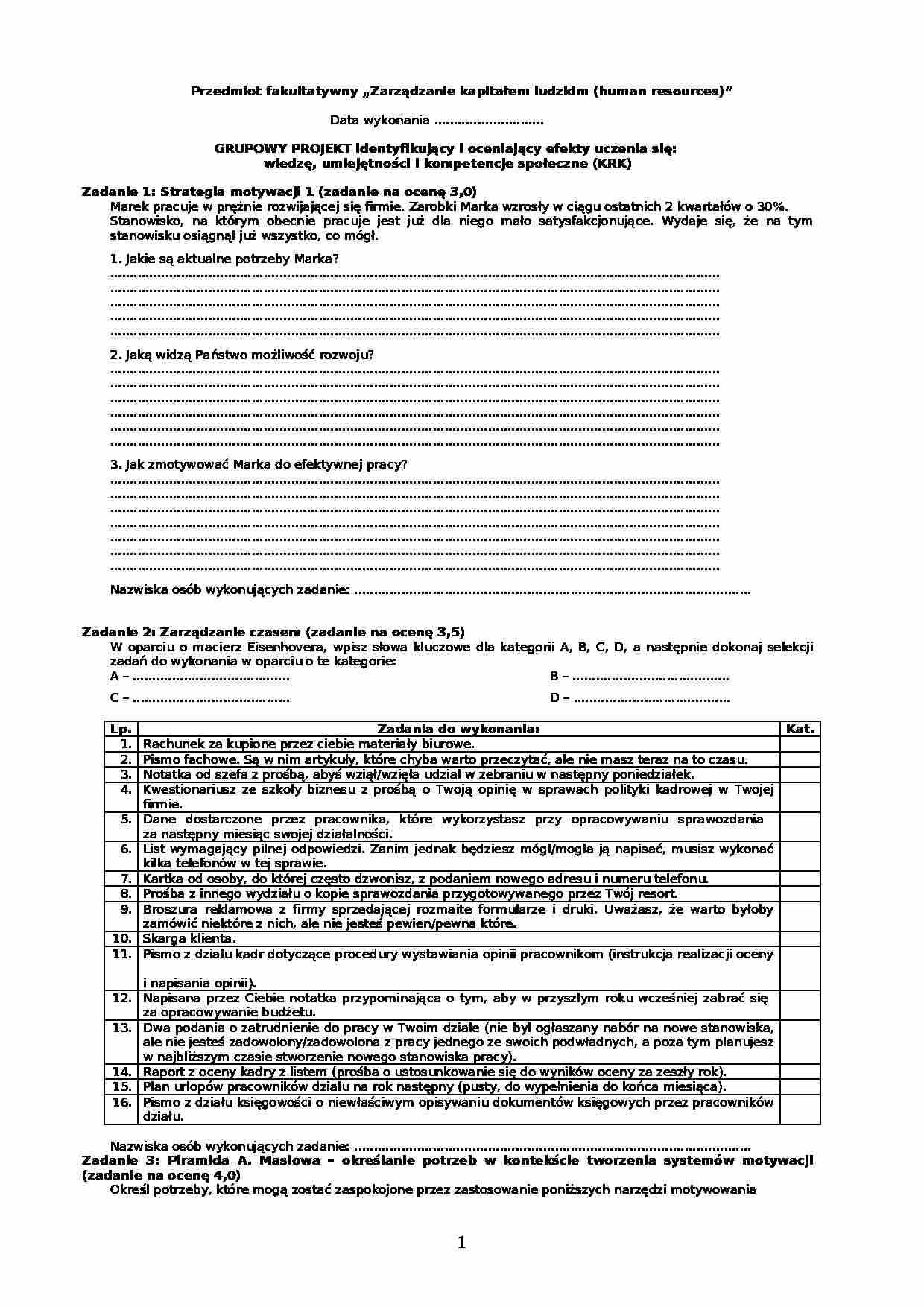 Wykład - zarządzanie kapitałem ludzkim - strona 1