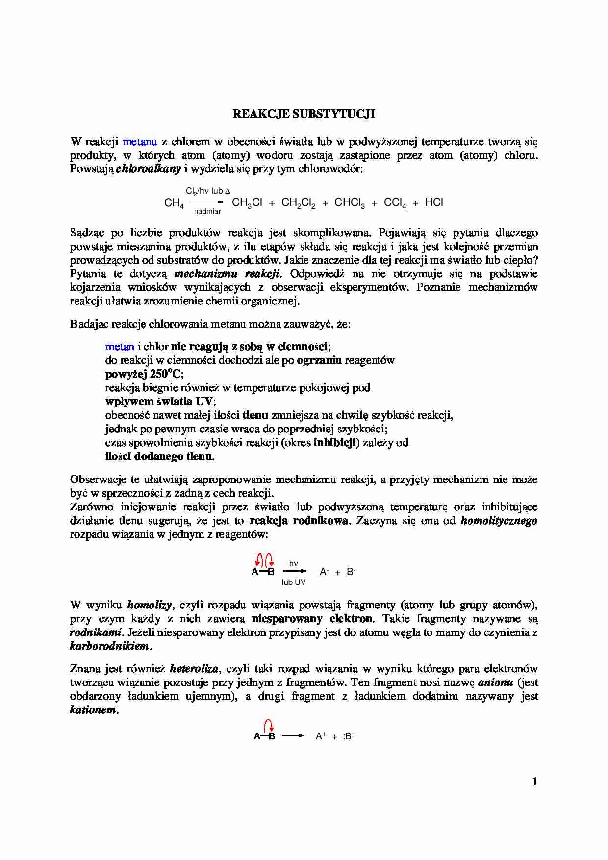 Substytucja nukleofilowa - omówienie  - strona 1