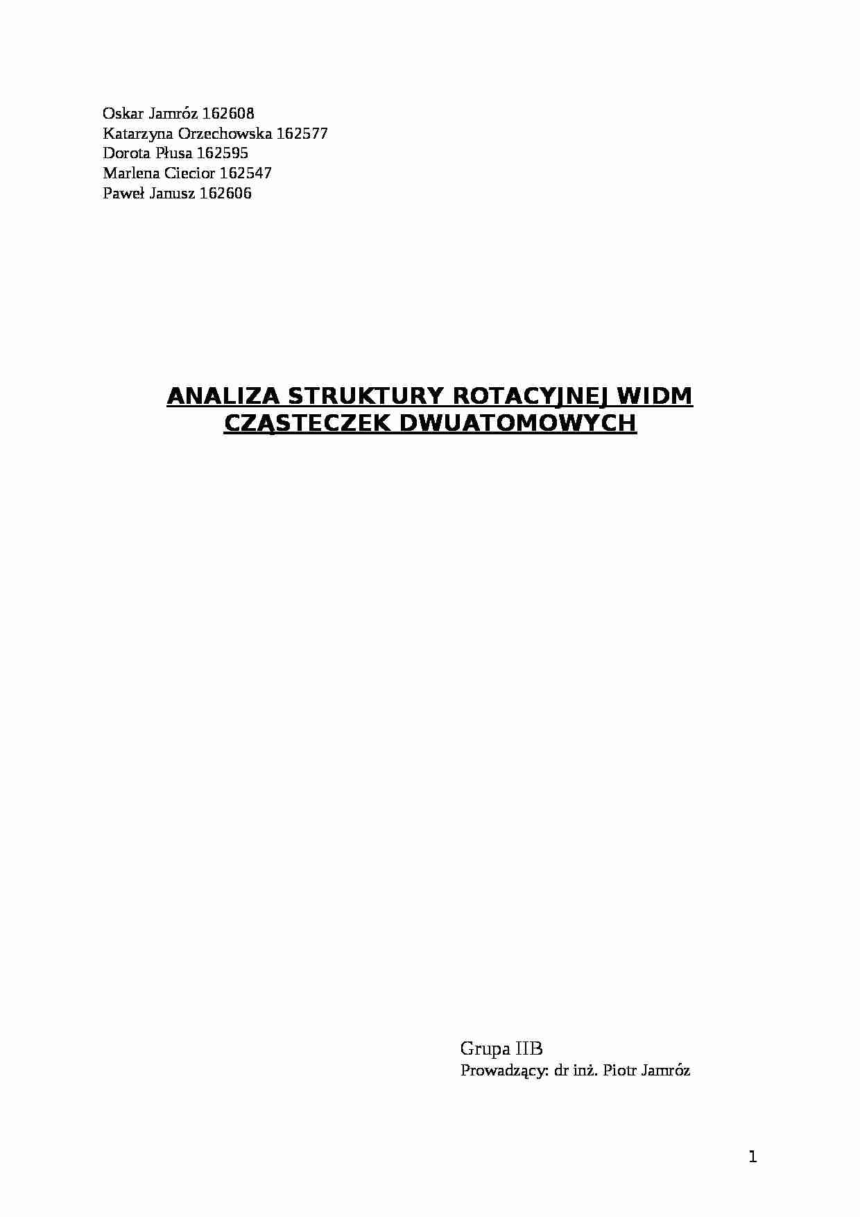 Analiza struktury rotaycjnej widm cząsteczek - strona 1
