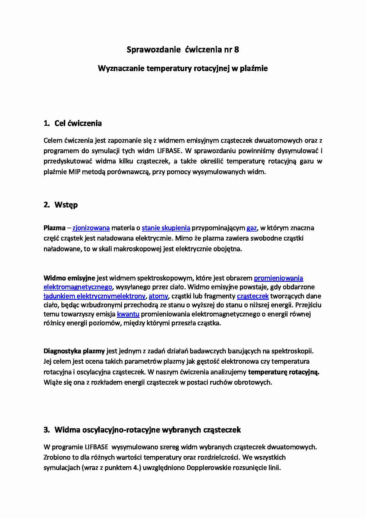 Wyznaczanie temperatury rotacyjnej w plaźmie - strona 1