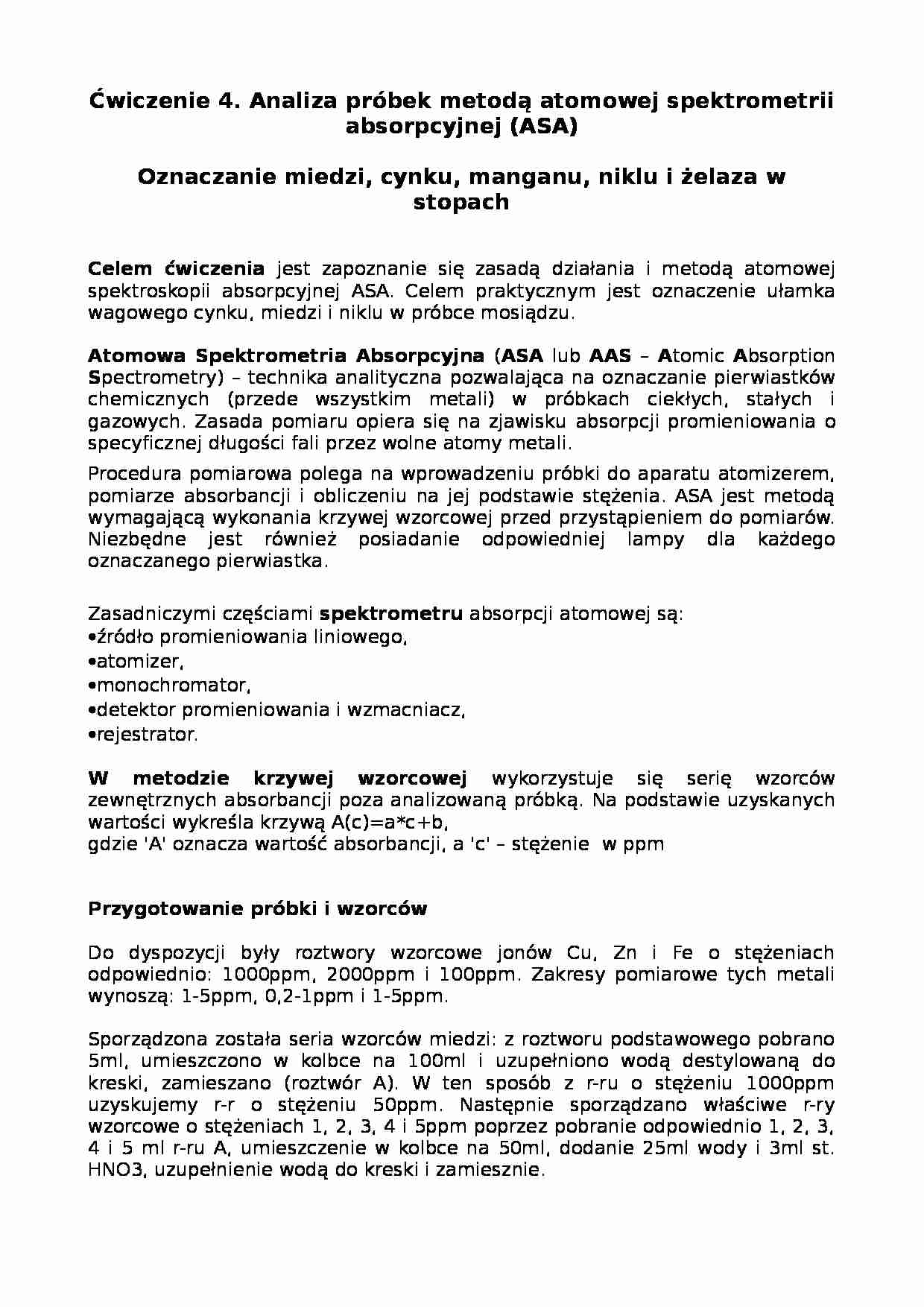  Analiza próbek metodą atomowej  - omówienie - strona 1