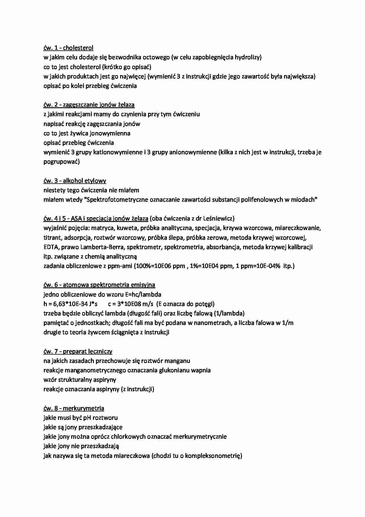 Wejściówki z laboratorium z analitycznej - strona 1