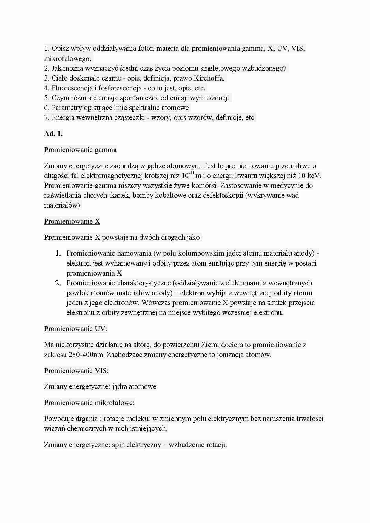 Opracowanie do kolokwium - strona 1