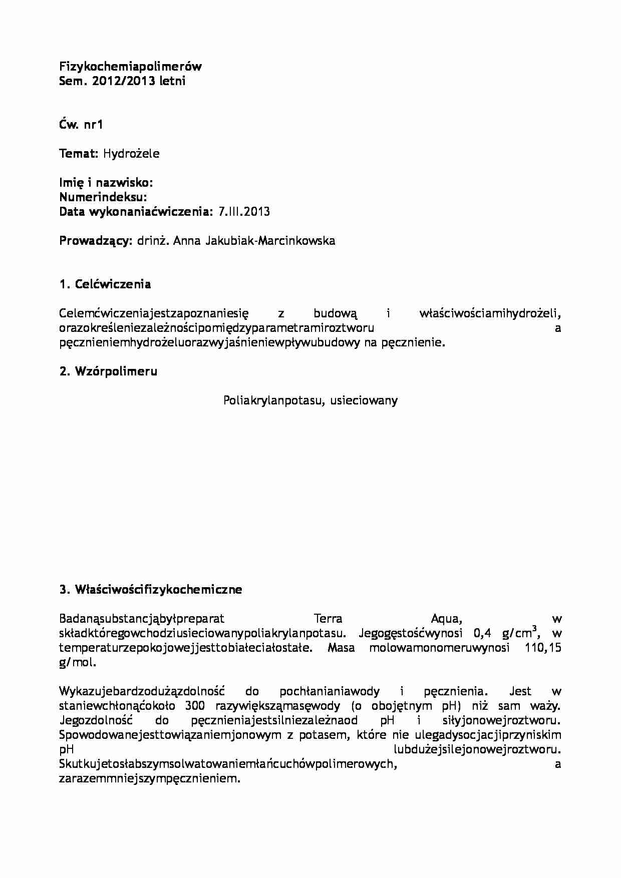 Hydrożele - strona 1