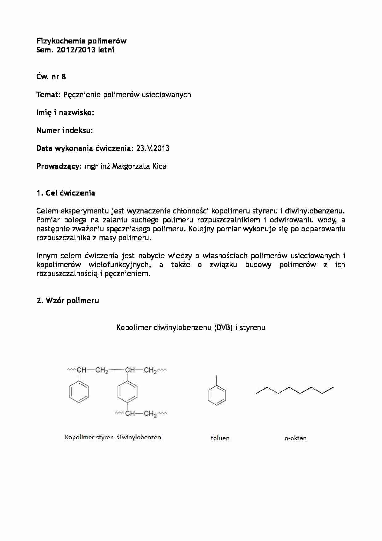 Połącznienie polimerów usieciowanych - omówienie - strona 1