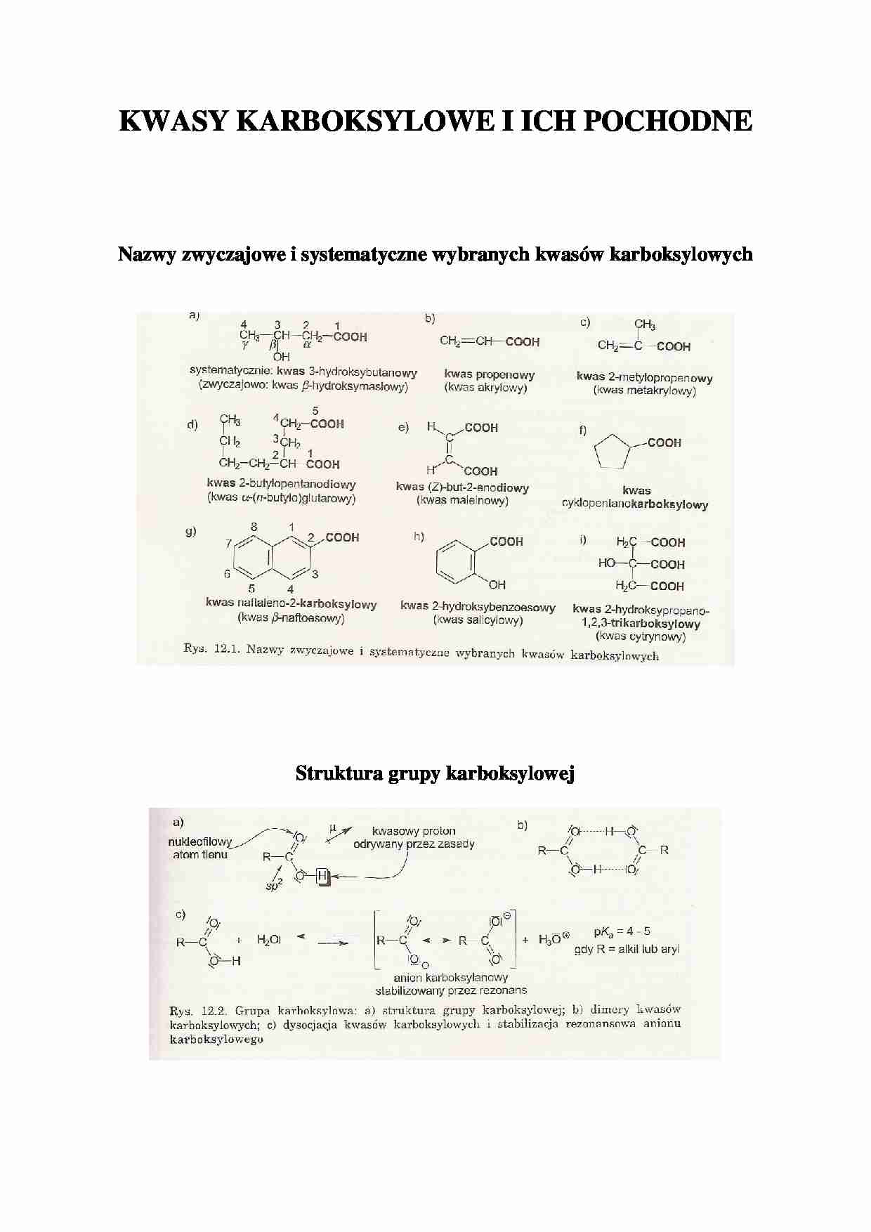 Kwasy karboksylowe i ich pochodne - omówienie  - strona 1