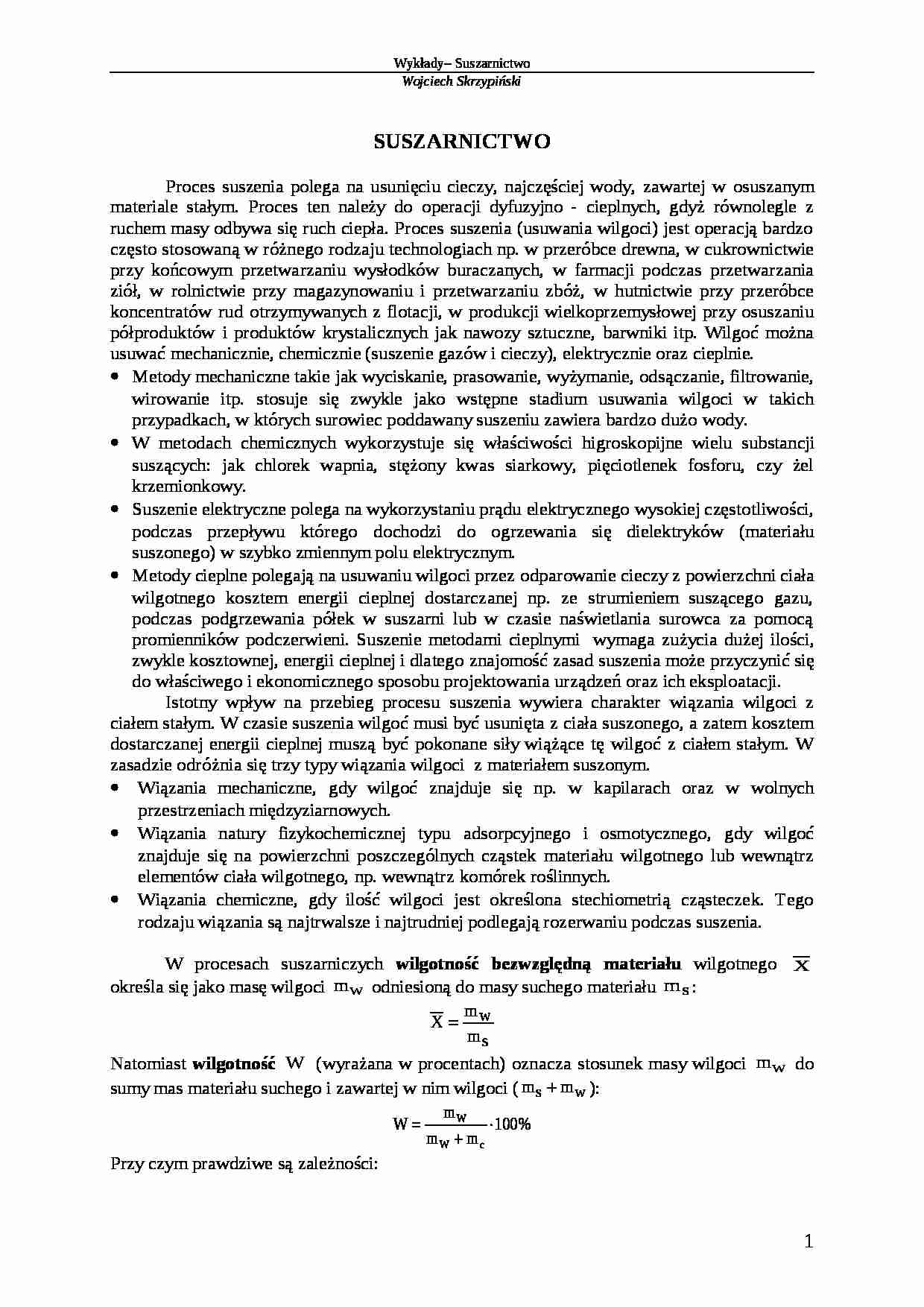 Wykład 13 Suszarnictwo - strona 1