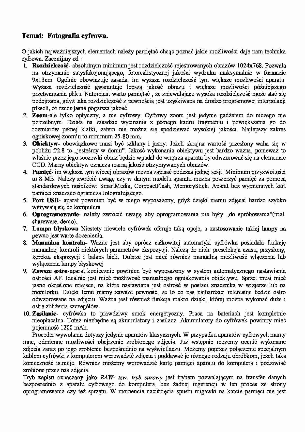 Fotografia cyfrowa - wstęp - strona 1