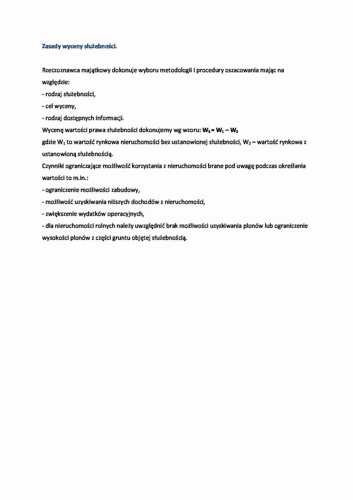Zasady wyceny służebności - strona 1