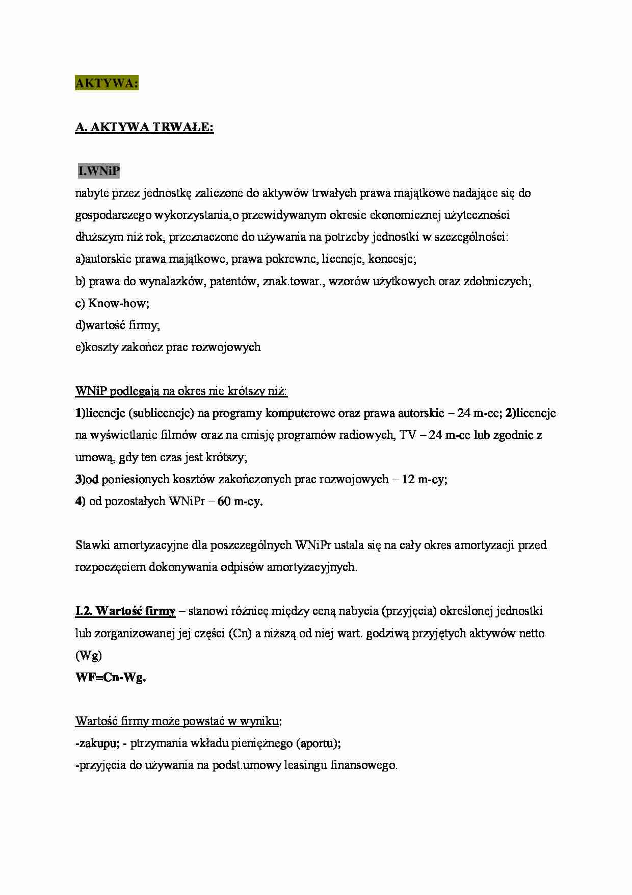 Aktywa - rodzaje i omówienie - strona 1