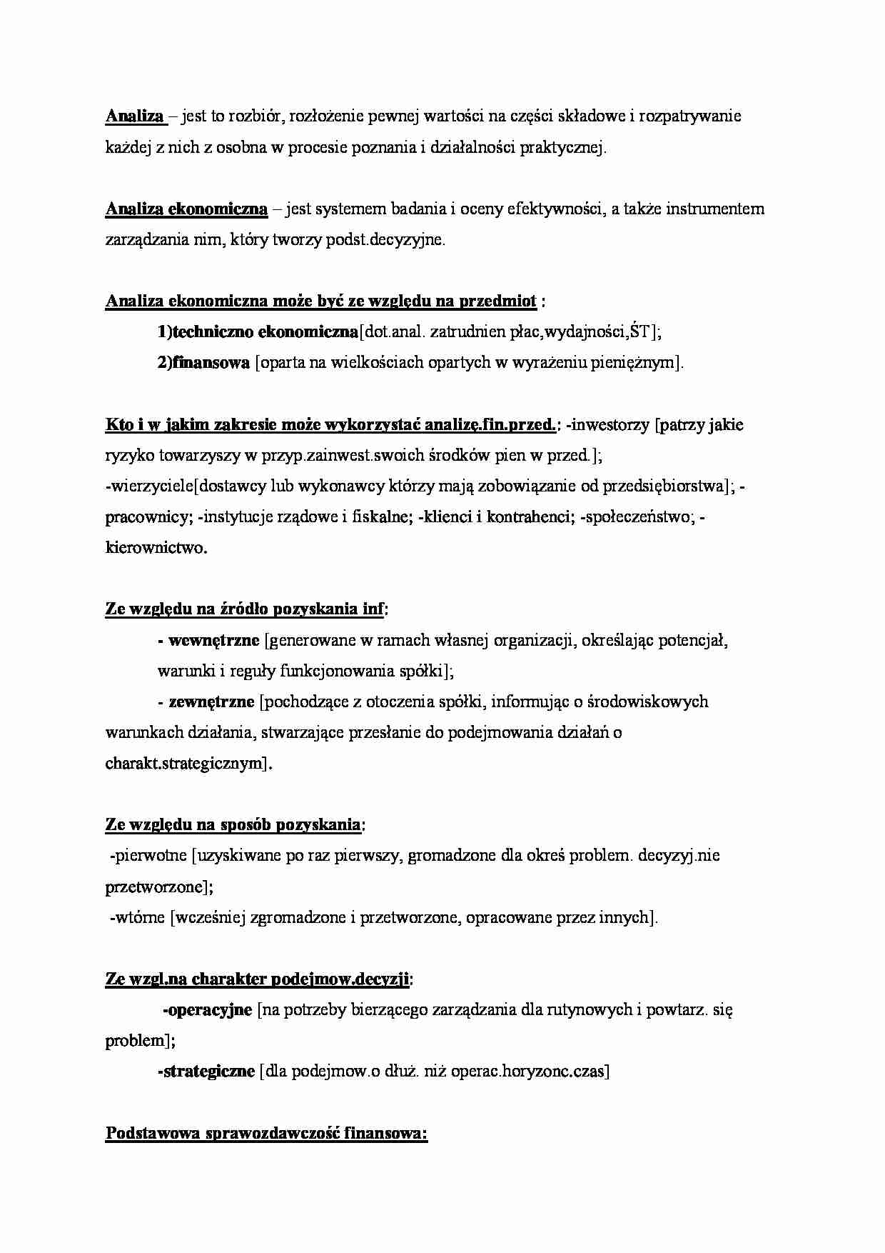 Analiza finansowe - podstawowe pojęcia - strona 1