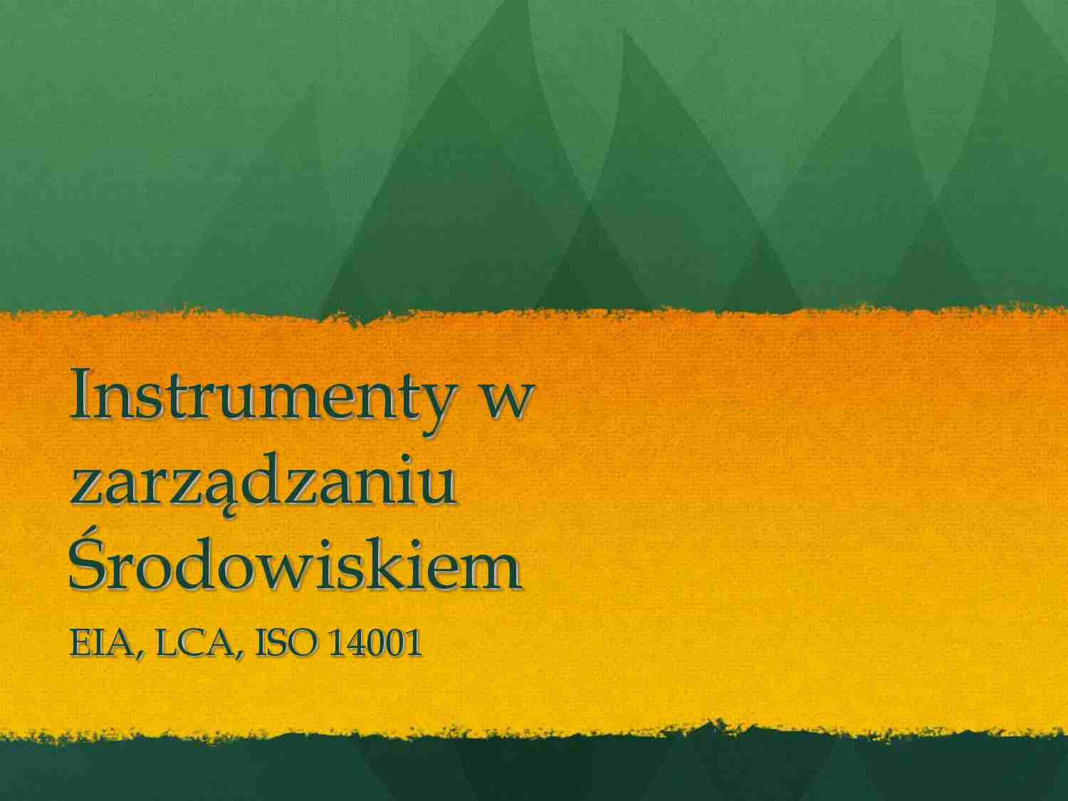 Instrumenty w zarządzaniu środowiskiem - prezentacja - strona 1
