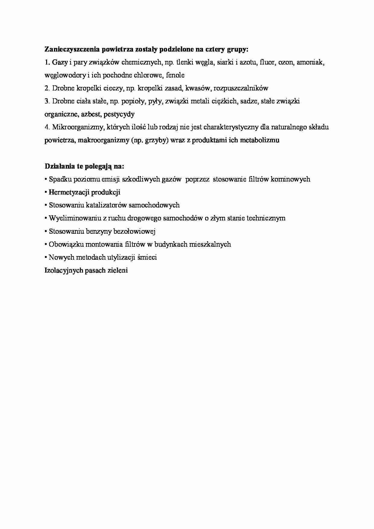 Zanieczyszczenia powietrza - omówienie - strona 1