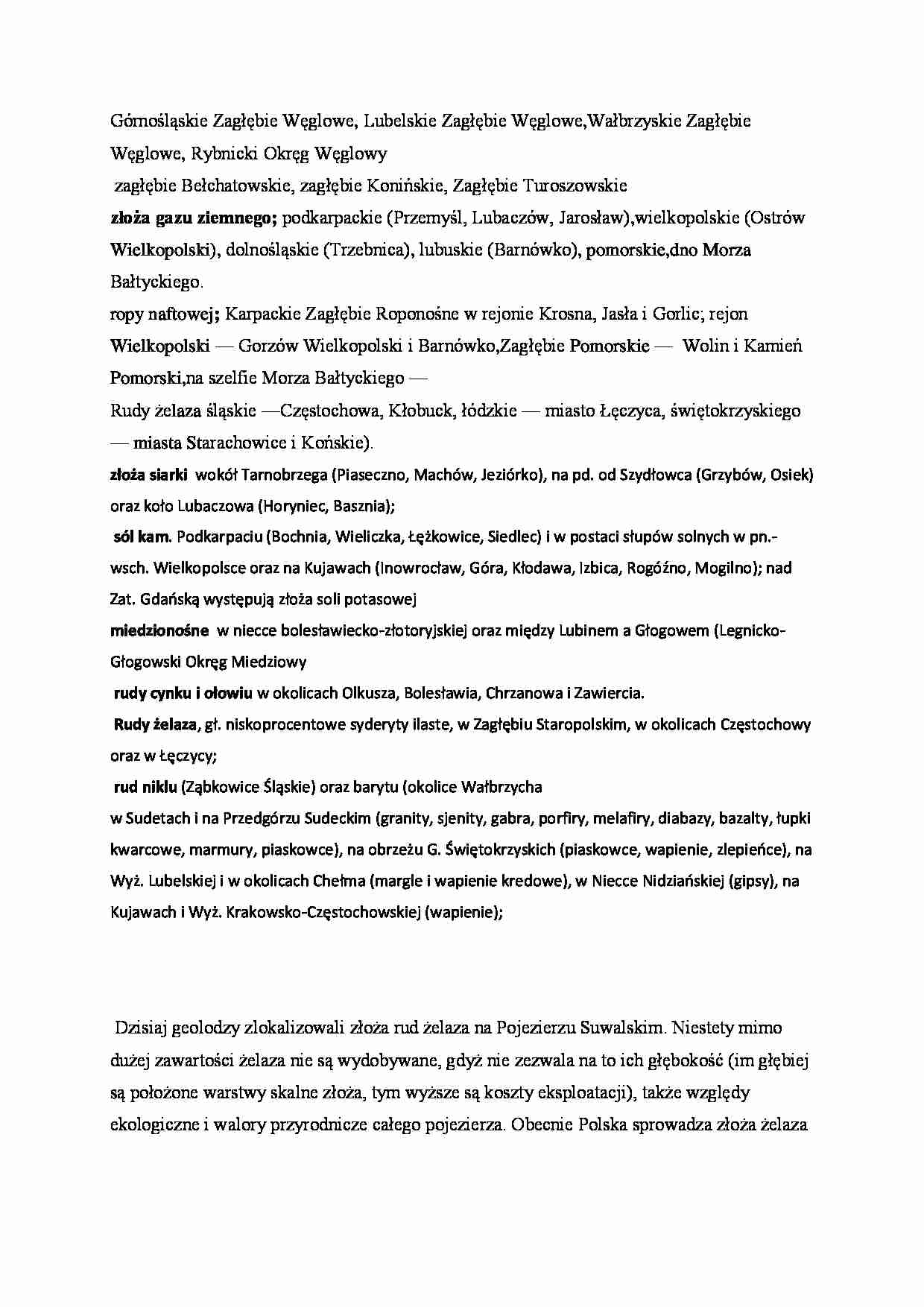 złoża surowców - omówienie - strona 1