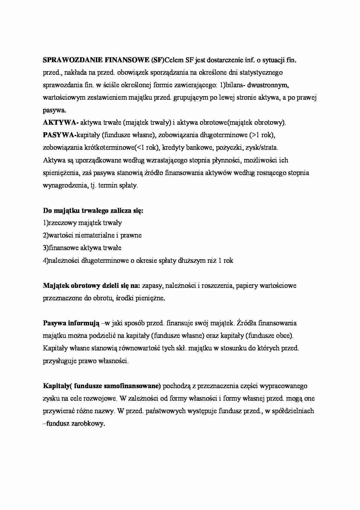 Sprawozdanie finansowe - omówienie - strona 1