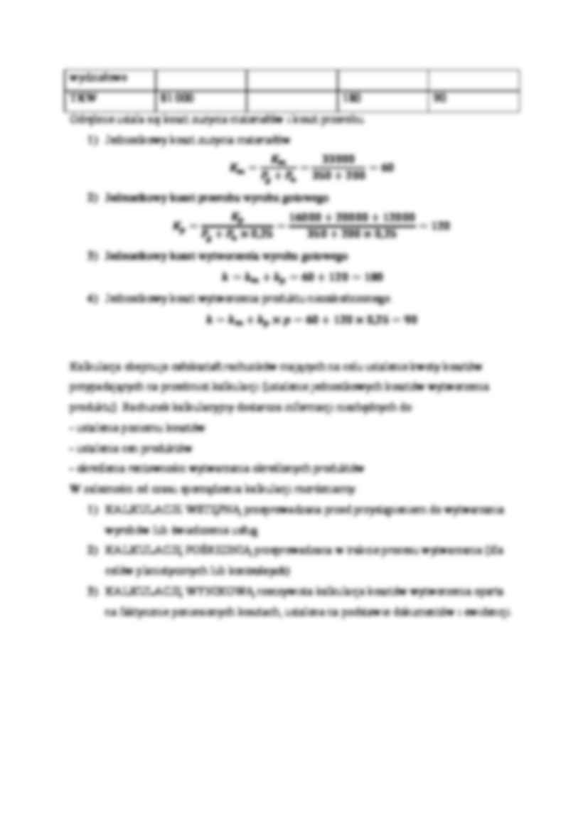 Kalkulacja podziałowa prosta - omówienie  - strona 2