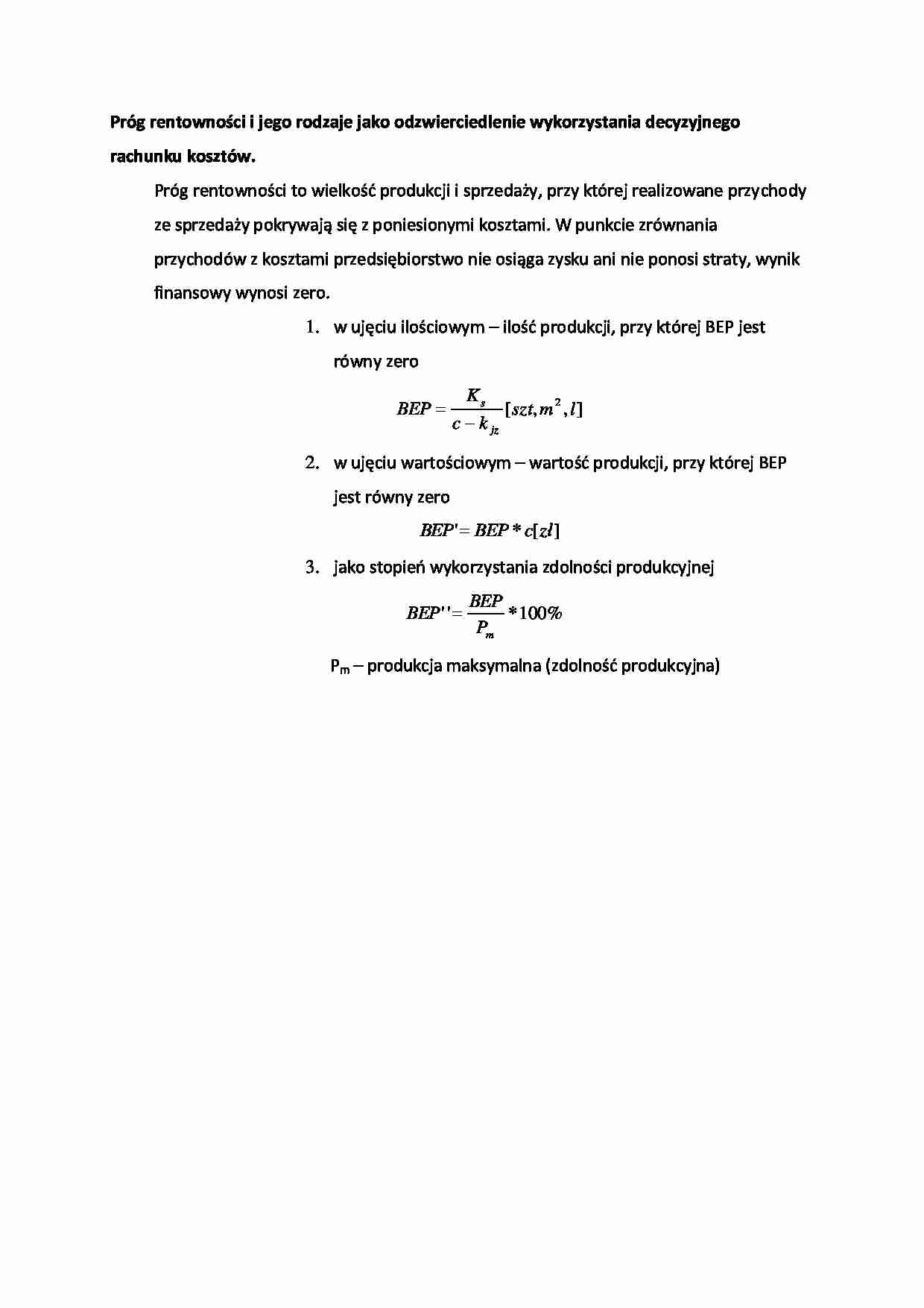  Próg rentowności  - omówienie - strona 1