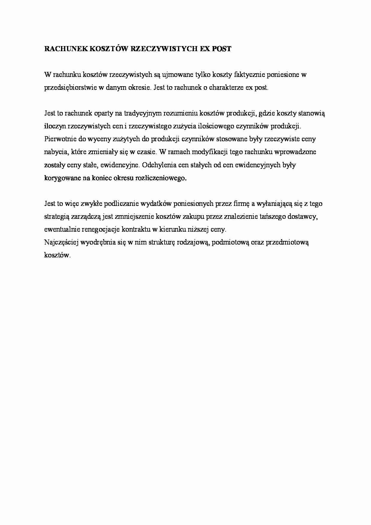 Rachunek kosztów rzeczywistych - omówienie  - strona 1