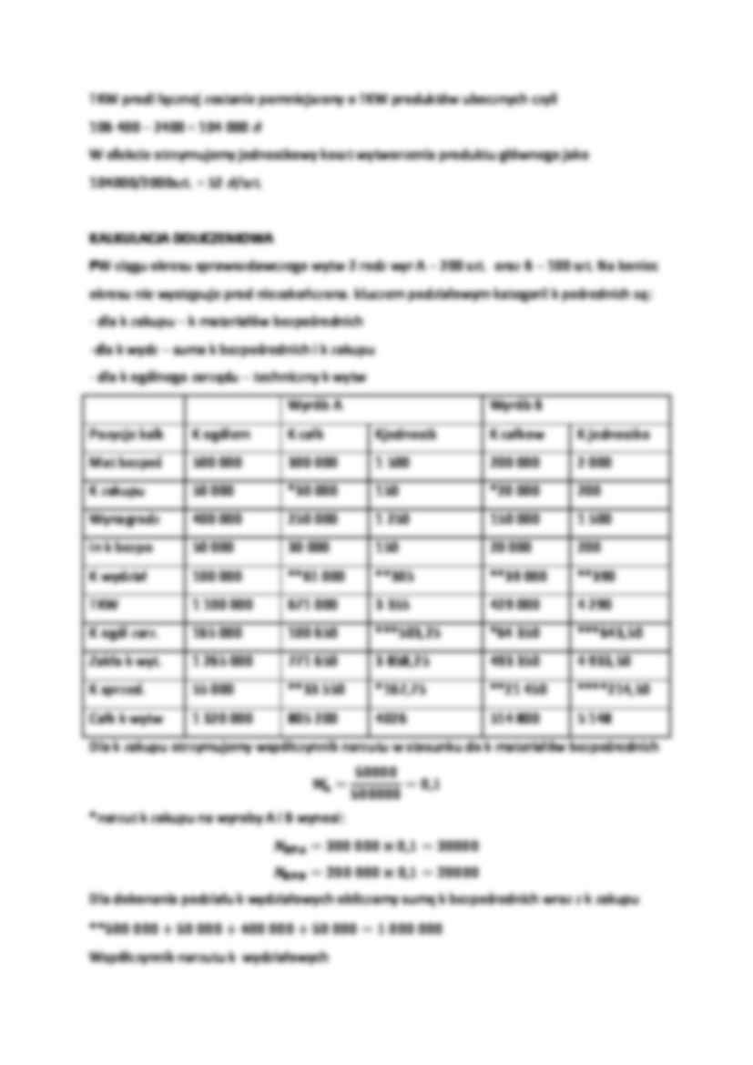 rachunek kosztów - Zadania na egzamin - strona 3