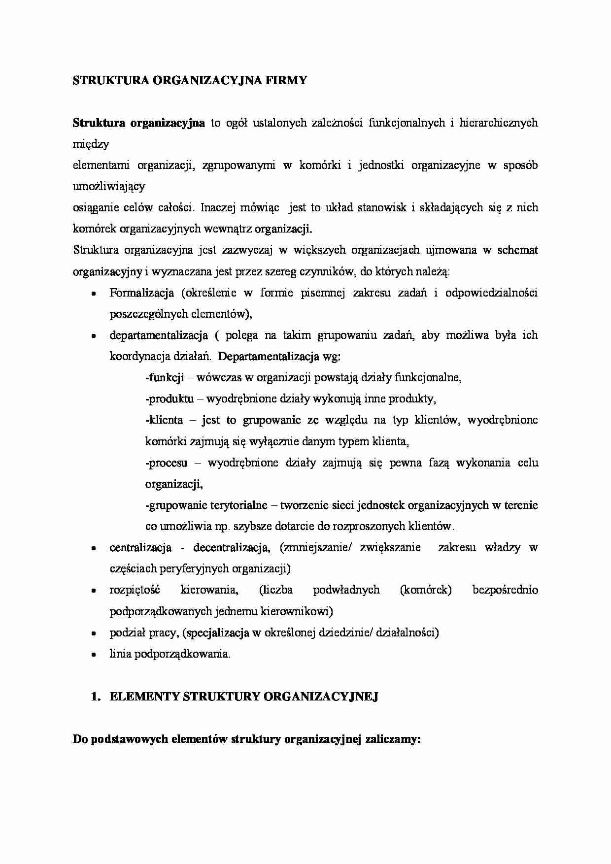 Struktura organizacyjna firmy - omówienie - strona 1