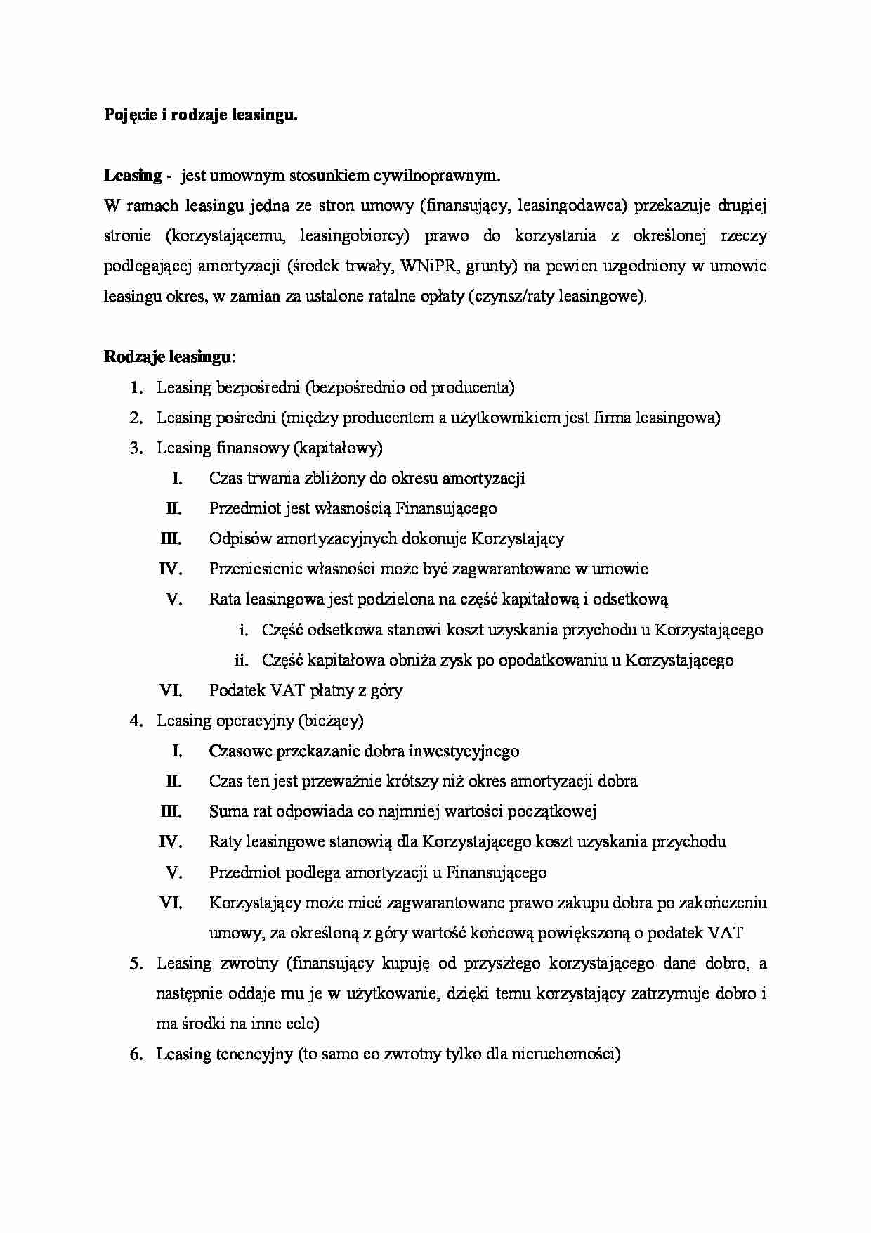 Leasing - omówienie - podmiot, zalety, uczestnicy - strona 1