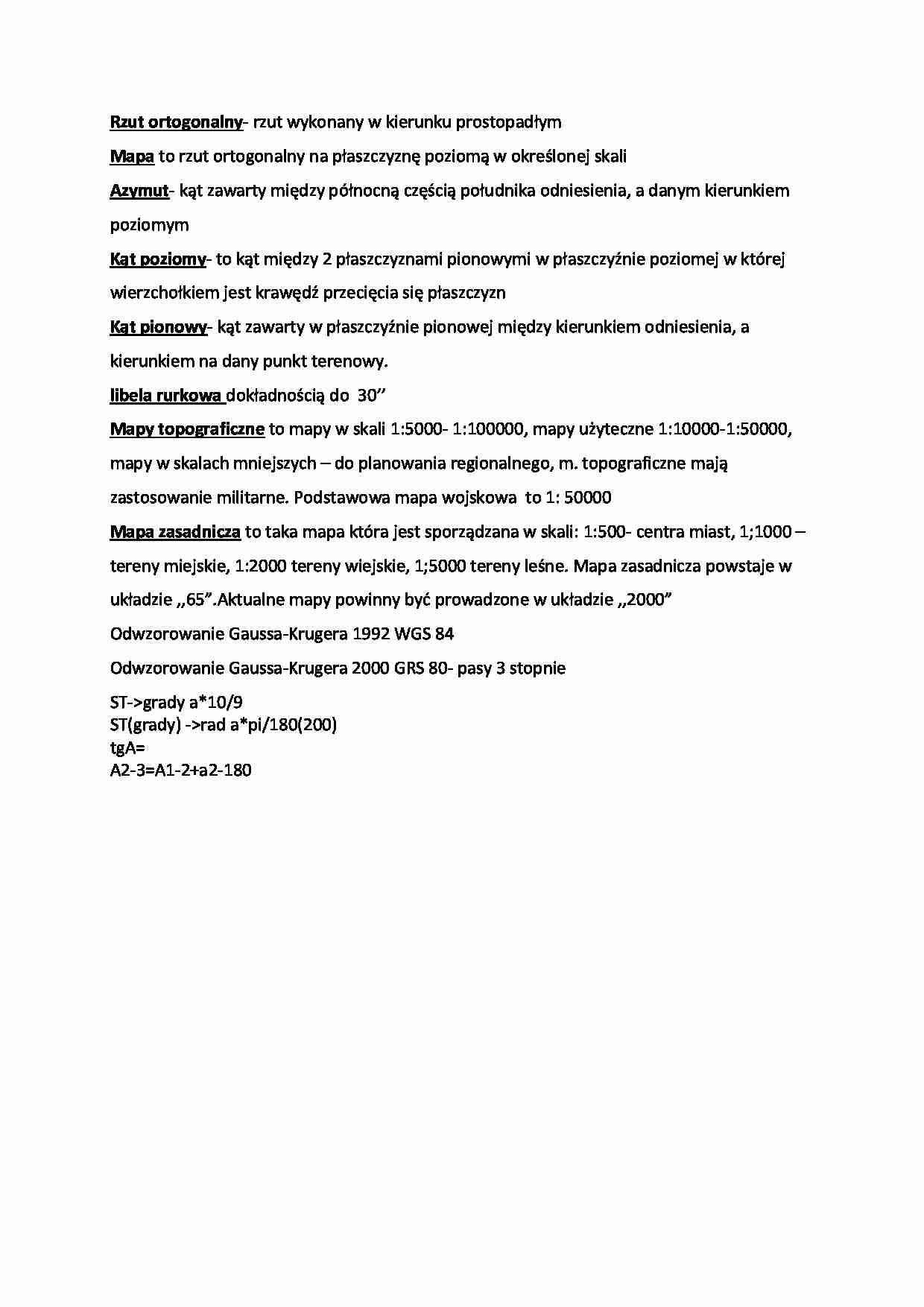 Geodezja - podstawowe pojęcia - strona 1