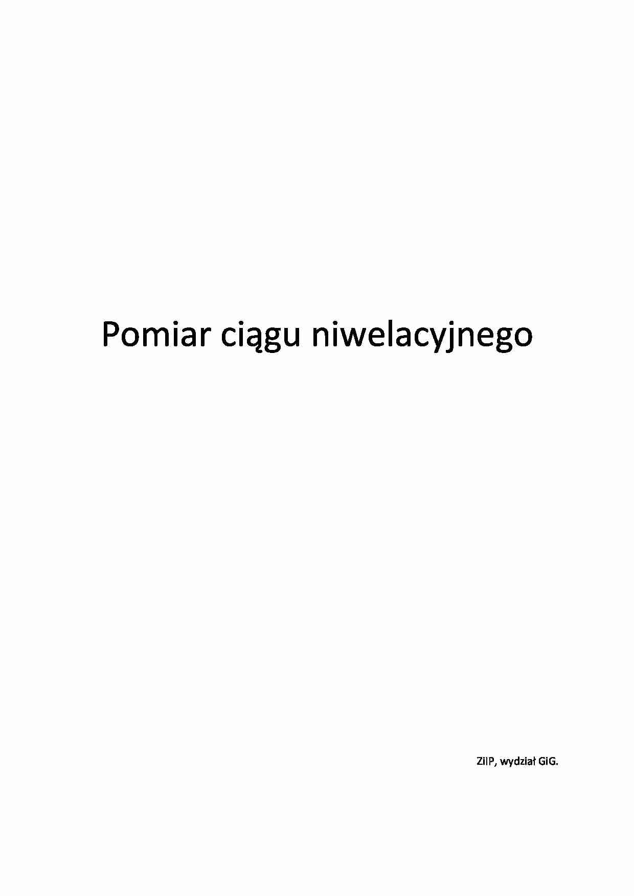 Pomiar ciagu niwelacyjnego - sprawozdanie - strona 1