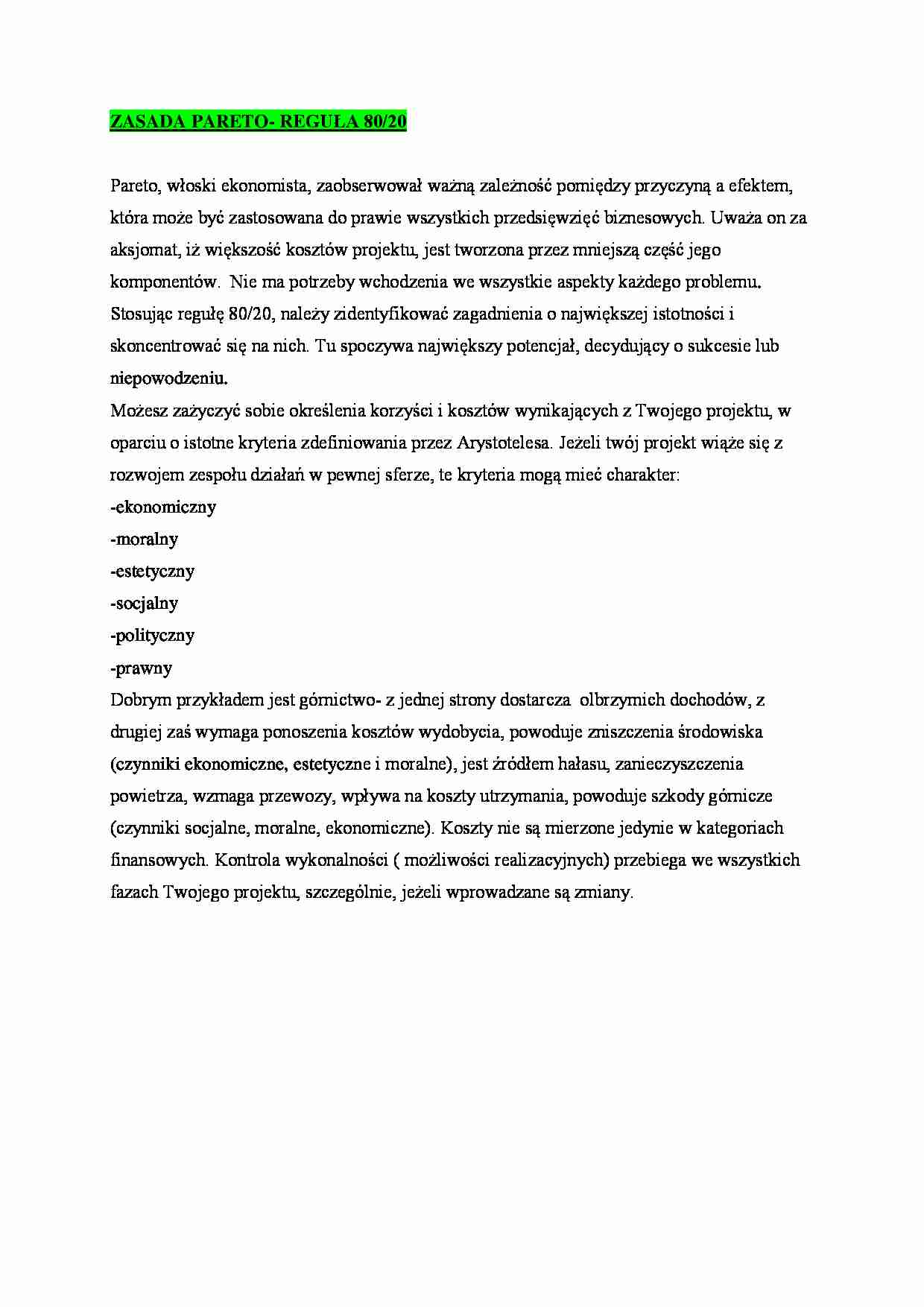 Zasada pareto - omówienie - strona 1