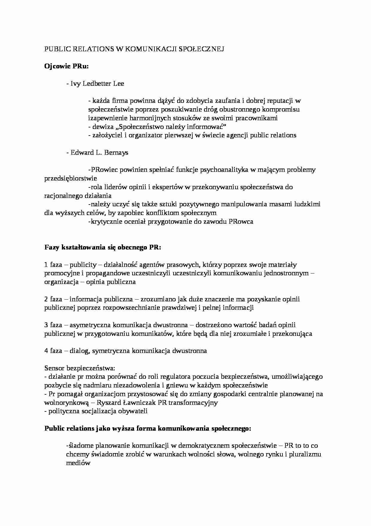 PUBLIC RELATIONS W KOMUNIKACJI SPOŁECZNEJ - strona 1