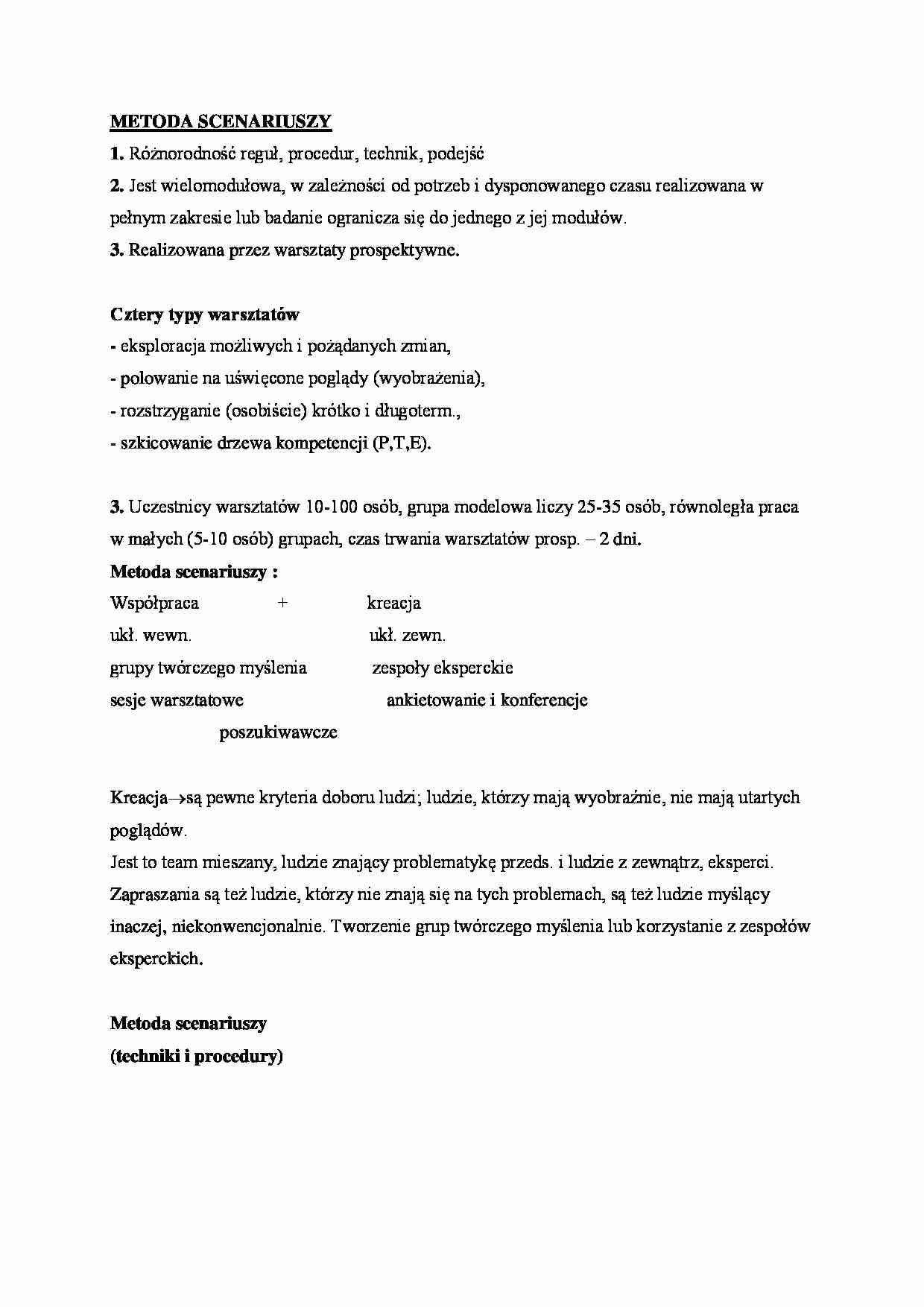 Metoda scenariuszy - omówienie - strona 1