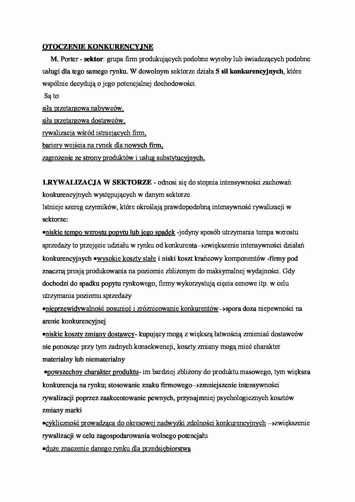 Otoczenie konkurencyjne - omówienie - strona 1