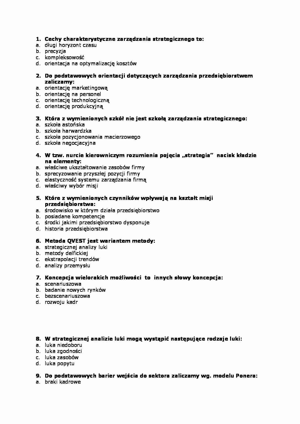 Przykładowe pytania testowe - strona 1