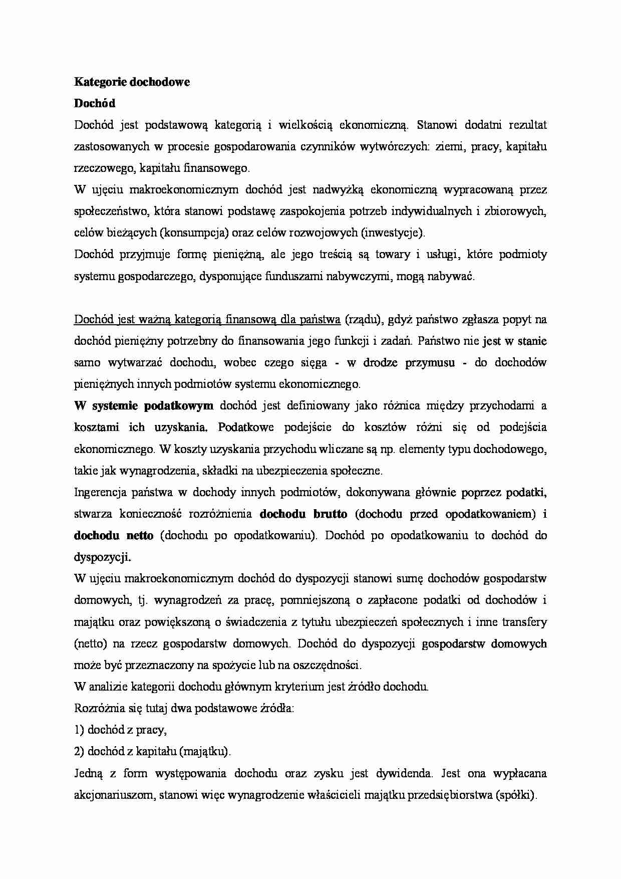 Kategorie dochodowe - wykład - strona 1