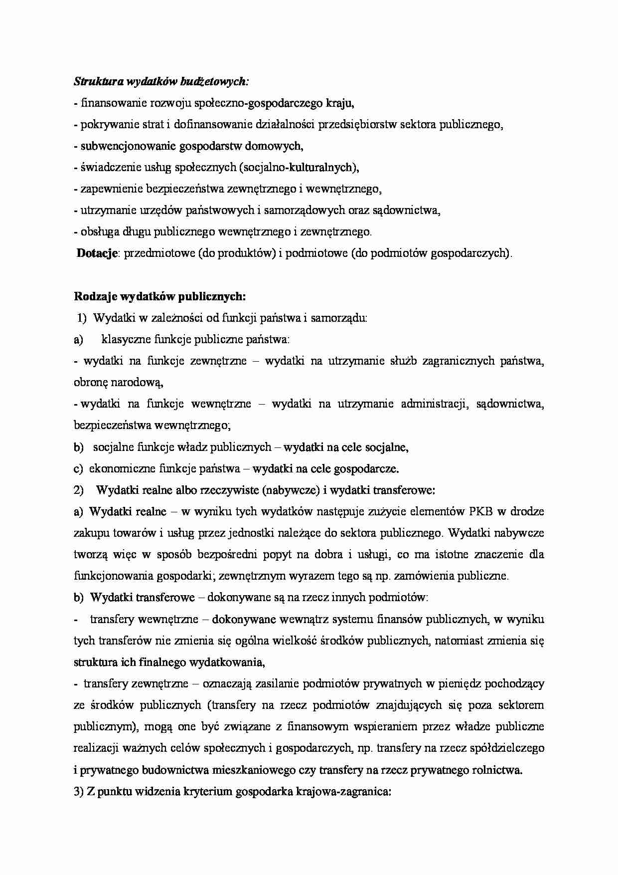 Wydatki budżetowe - wykład - strona 1