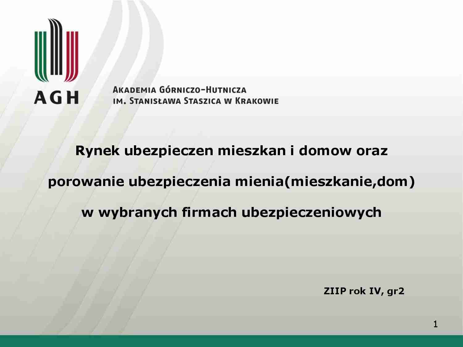 Rynek ubezpieczen mieszkan i domow - prezentacja - strona 1