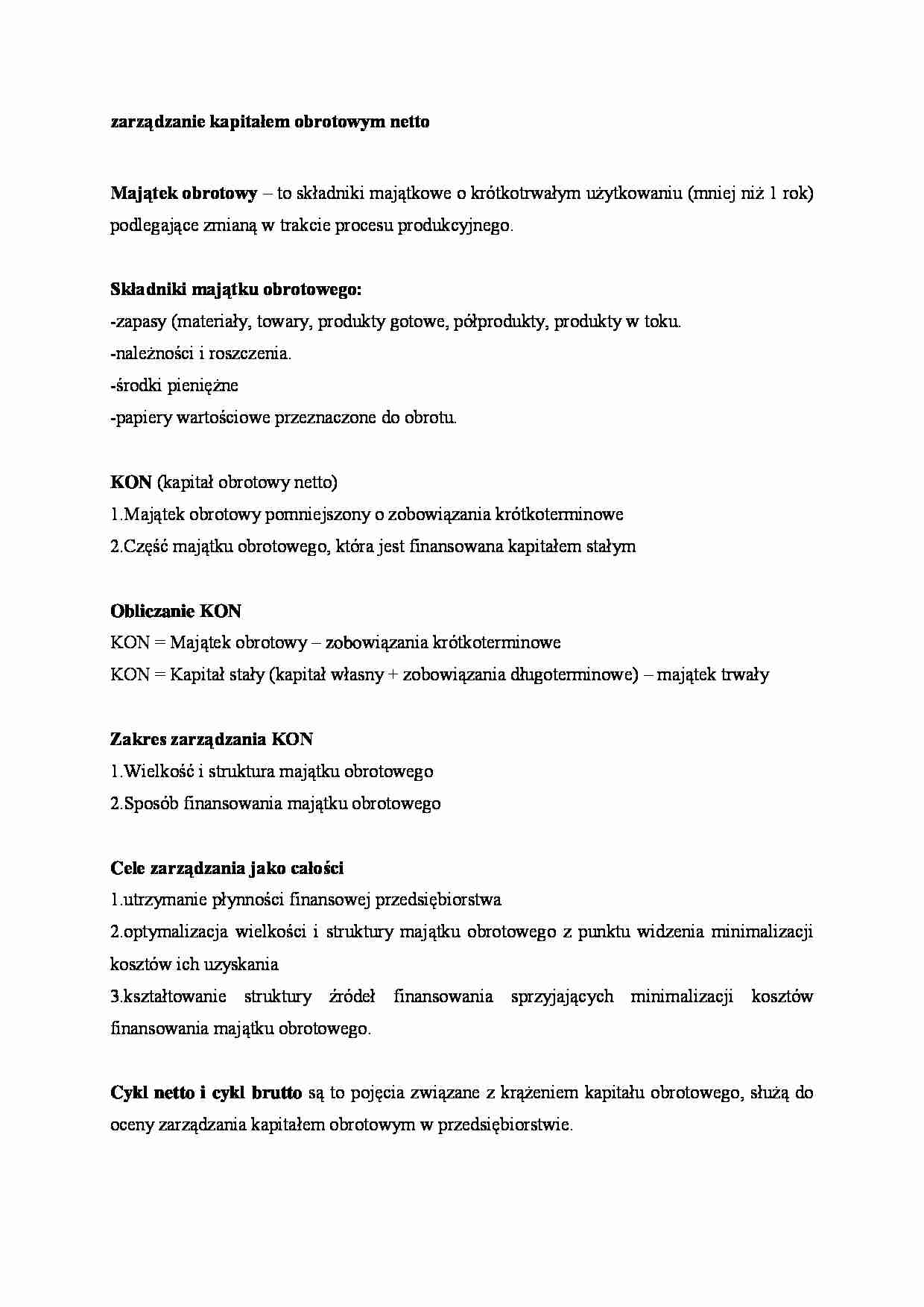 Zarządzanie kapitałem obrotowym netto - omówienie zagadnienia - strona 1