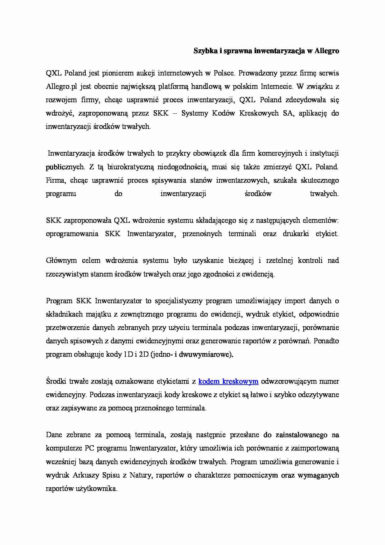 Szybka i sprawna inwentaryzacja w Allegro - referat - strona 1
