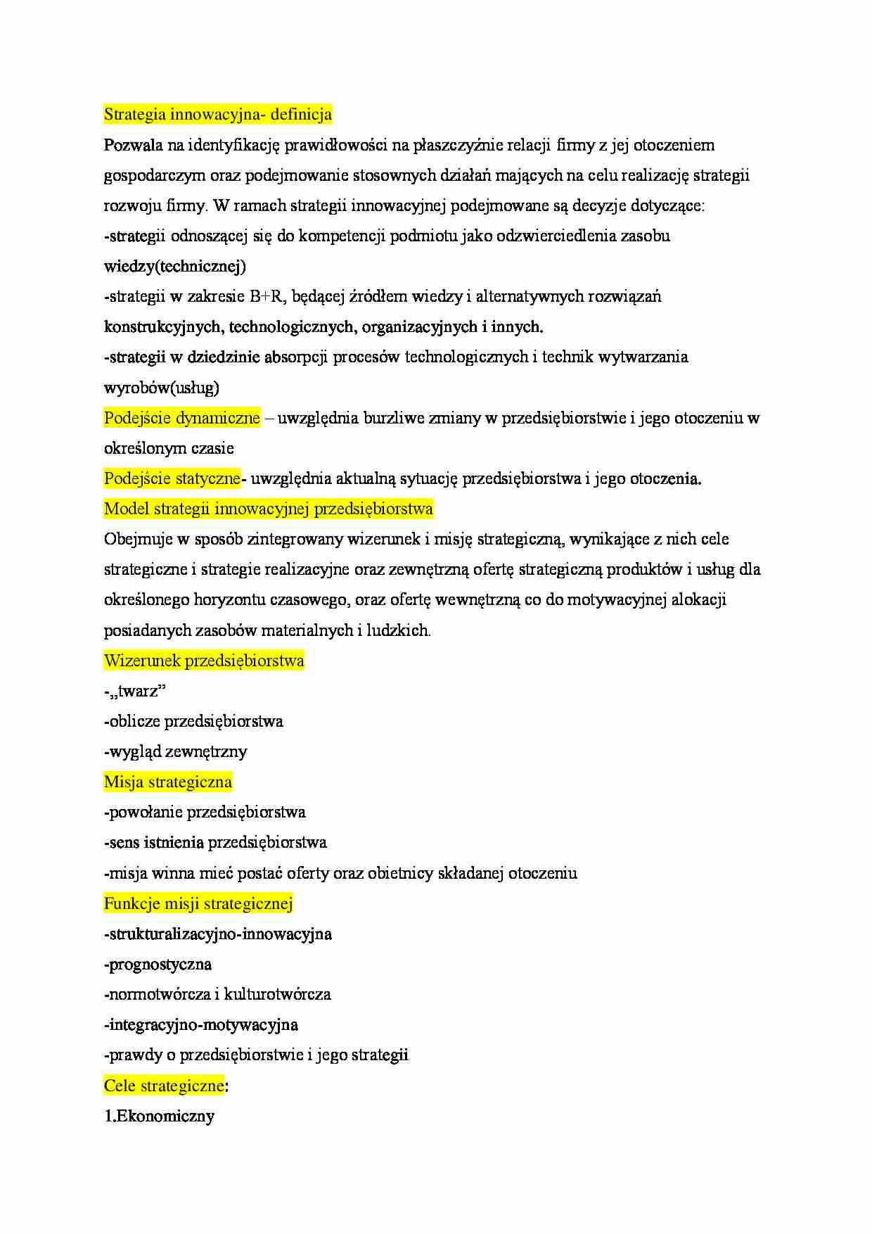Strategia innowacyjna - omówienie zagadnienia  - strona 1