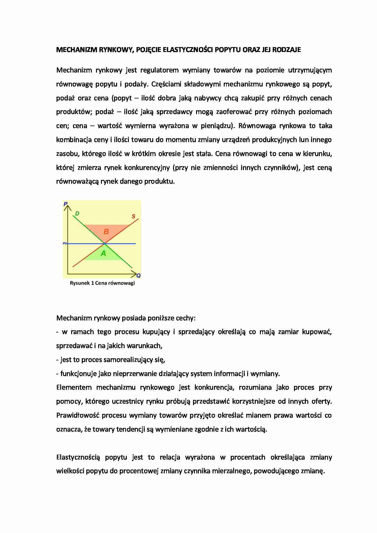 Mechanizm rynkowy  - omówienie zagadnienia - strona 1